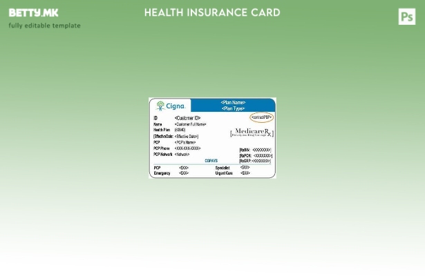 Модерен стил шаблон за картичка за здравствено осигурување на САД Cigna